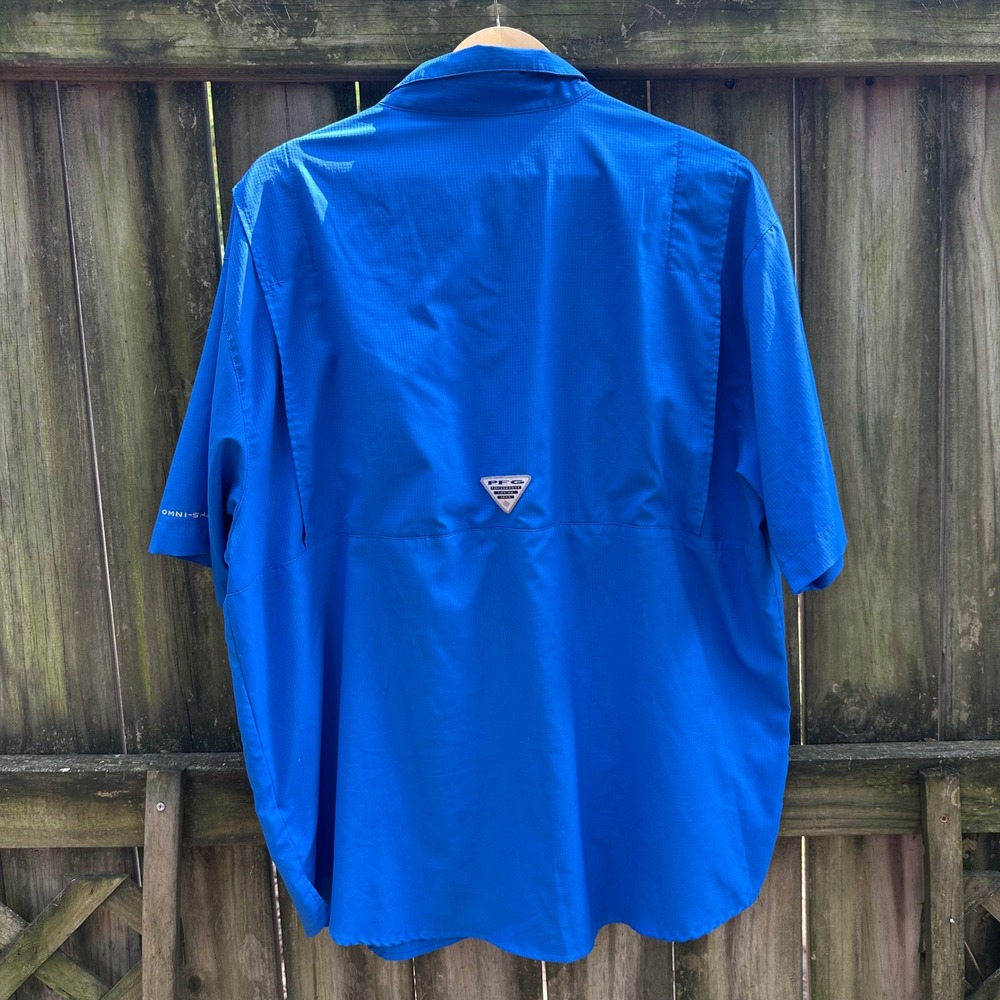 Columbia PFG‎ Tamiami II Blue Short Sleeve Fishing Shirt Sz XL Ripstop Gorpcore - Picture 7 of 10